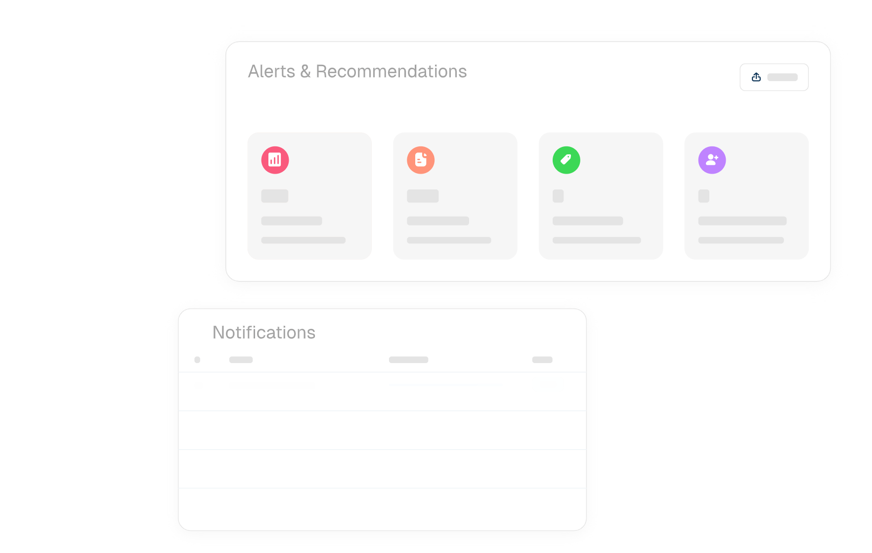 Alerts, recommendations and notifications dashboard